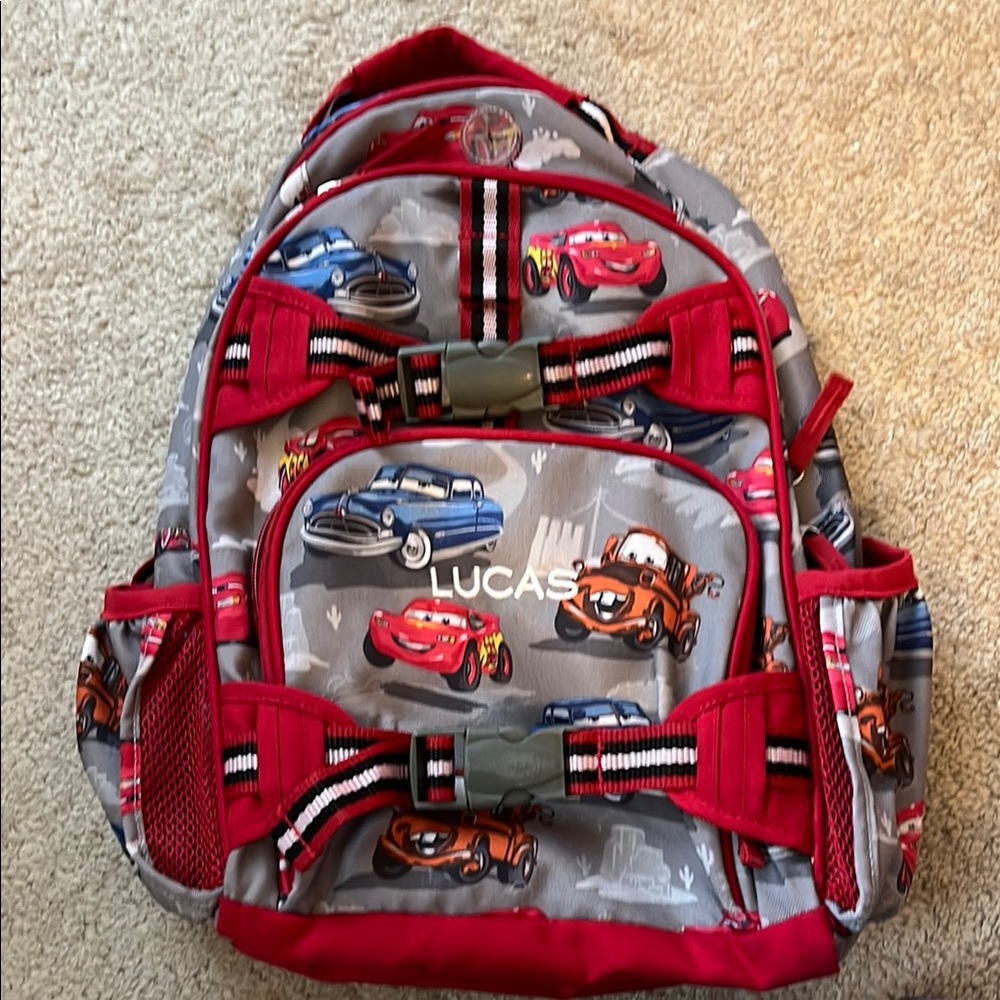 Pottery Barn Kids Gray Backpack with Red Accents (monogrammed Lucas)
